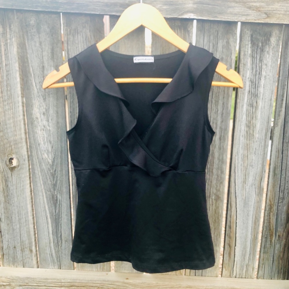 Evolution Black Ruffle Sleeveless Top